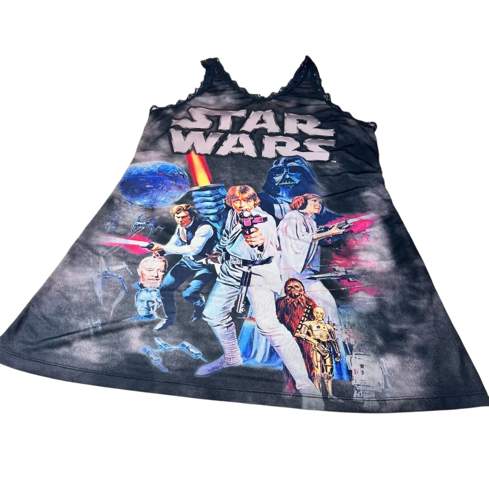 Stars Wars Lace Trimmed V Neck Sleeveless Nightgown - Picture 5 of 14
